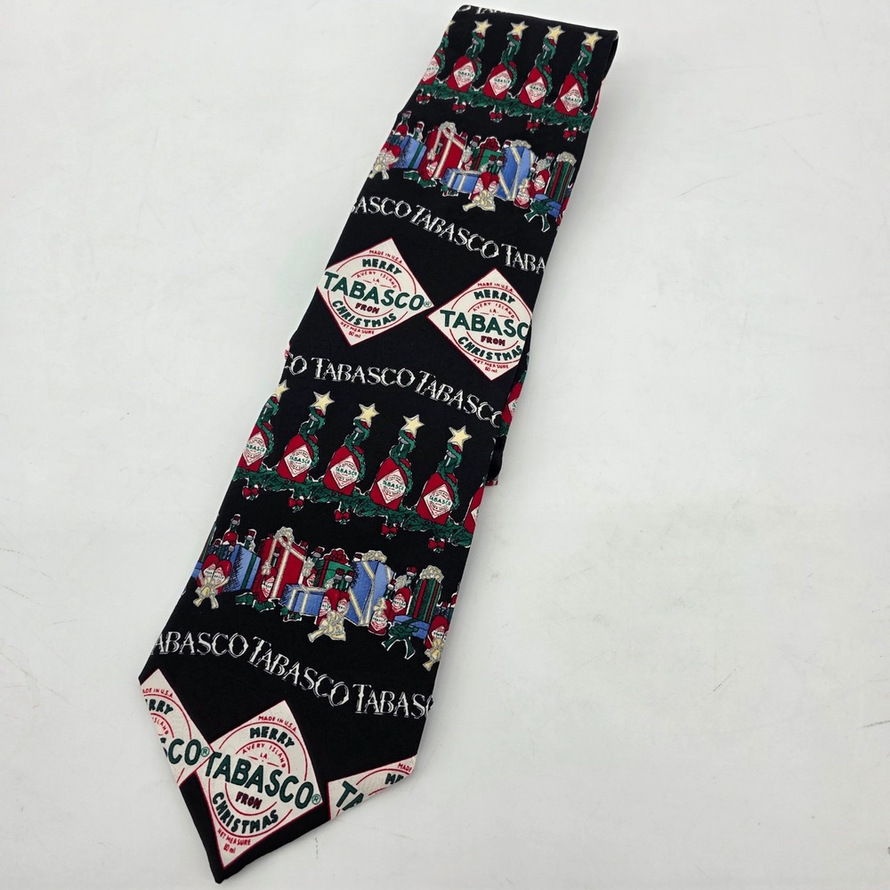 Tabasco Vintage Merry From Christmas Silk Necktie One Size